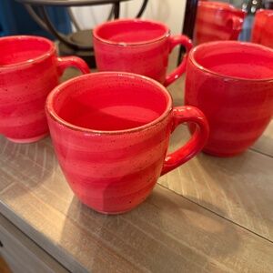 Hausenware Red Swirl Twist Mugs - Set of 2 - Large 18 oz Coffee Cups - RARE